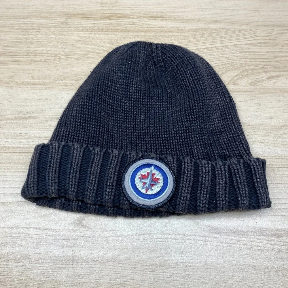 Winnipeg Jets Hat Cap‎ Beanie Black Faded NHL Hockey Canada Mitchell & Ness